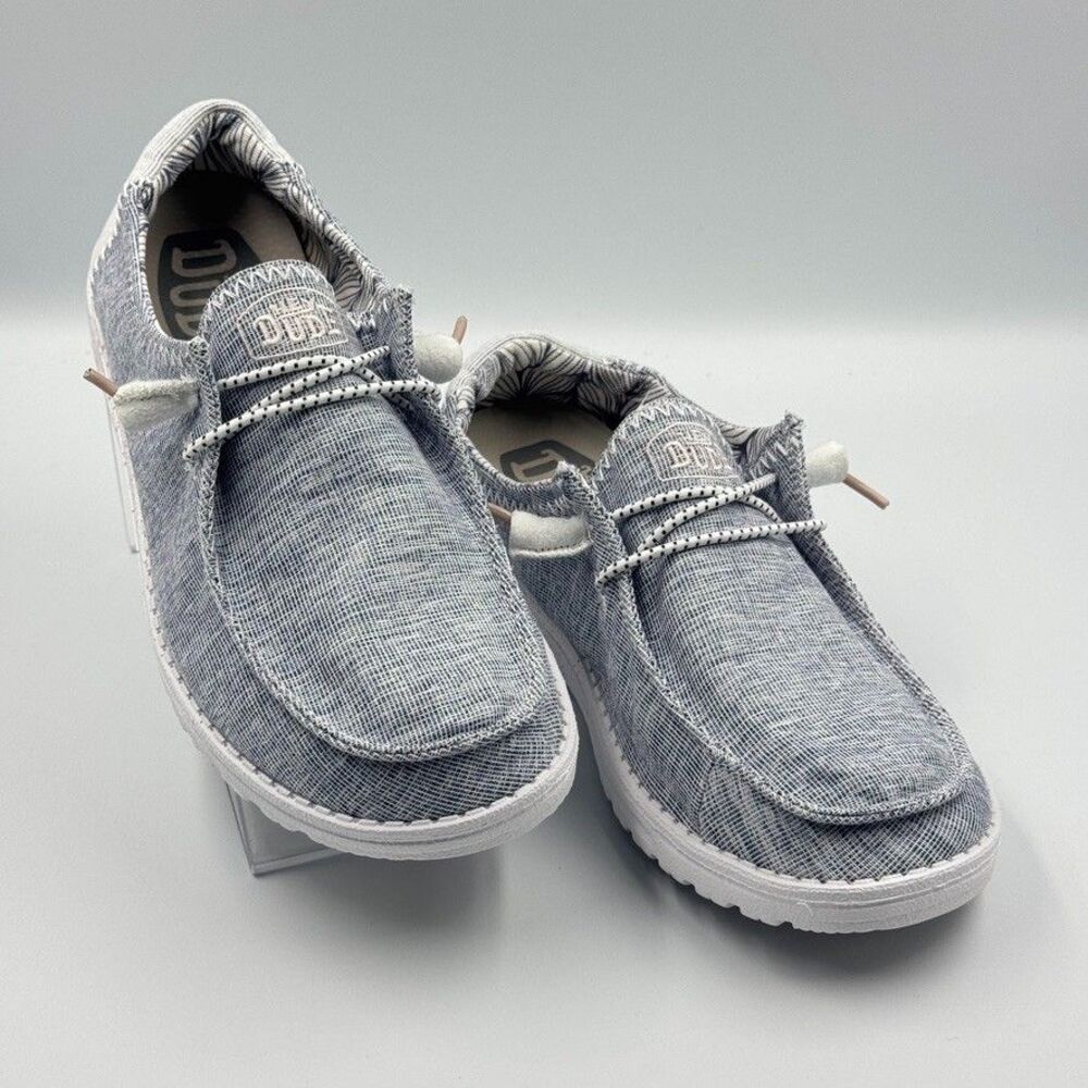 Hey Dude Womens 9 Wendy Star Azora Light Blue Chambray Slip On Comfort Loafers